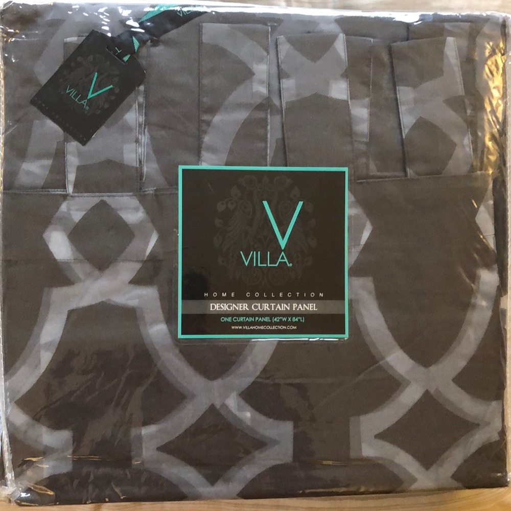 Villa home collection, designer curtain panels, set of 4.